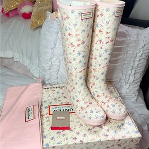 Love Shack Fancy x Hunter Shoes Tall Floral Patchwork Boot BRAND NEW IN BOX